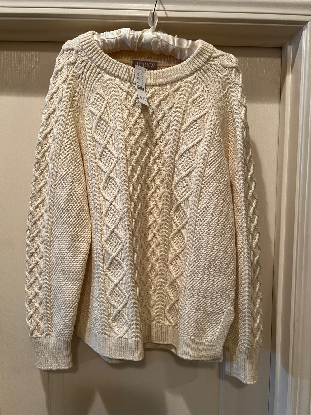 J. Crew Cream Cable Knit 100% Cotton Crewneck Sweater Women’s M